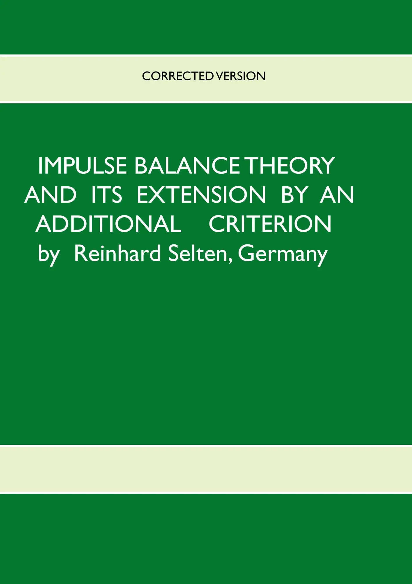Cover: 9783734785283 | Impulse Balance Theory and its Extension by an Additional Criterion