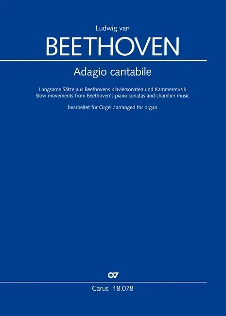 Cover: 9790007245283 | Adagio cantabile, Orgelbearbeitungen | Ludwig van Beethoven | Buch