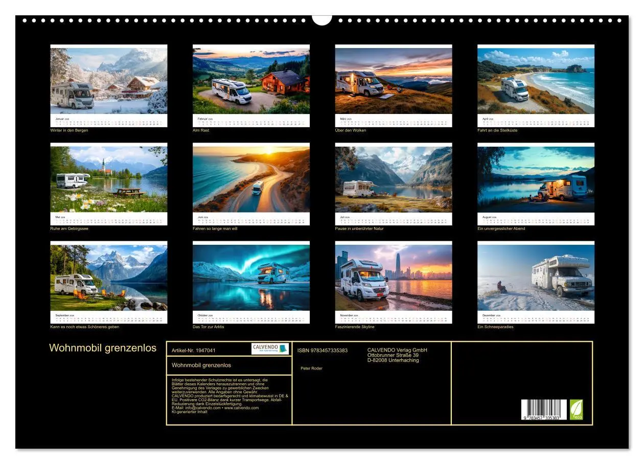Bild: 9783457335383 | Wohnmobil grenzenlos (Wandkalender 2026 DIN A2 quer), CALVENDO...