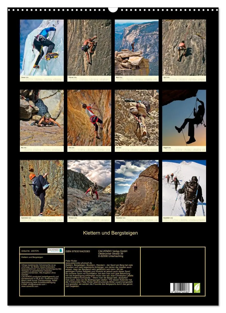 Bild: 9783516425383 | Klettern und Bergsteigen (Wandkalender 2026 DIN A2 hoch), CALVENDO...
