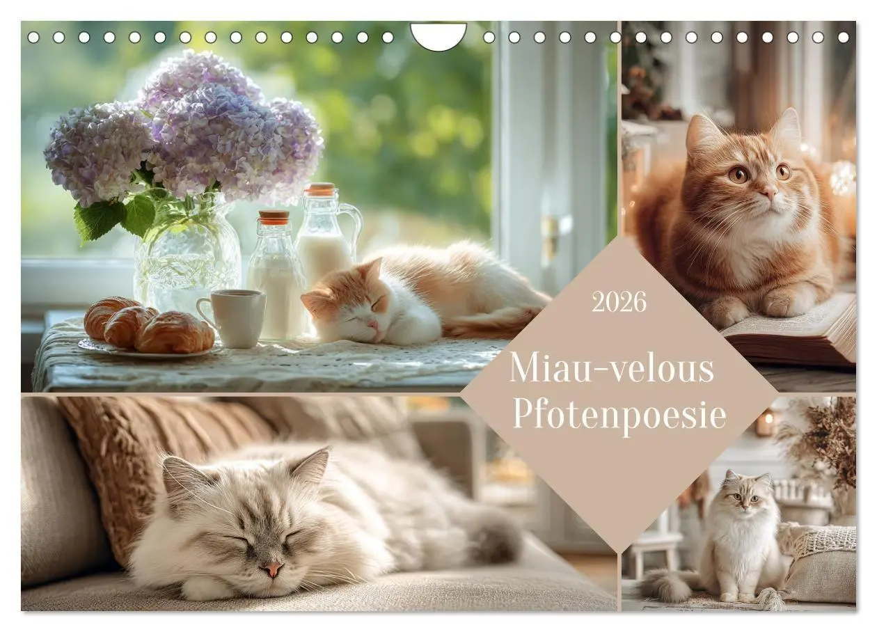 Cover: 9783516665383 | Miau-velous Pfotenpoesie (Wandkalender 2026 DIN A4 quer), CALVENDO...