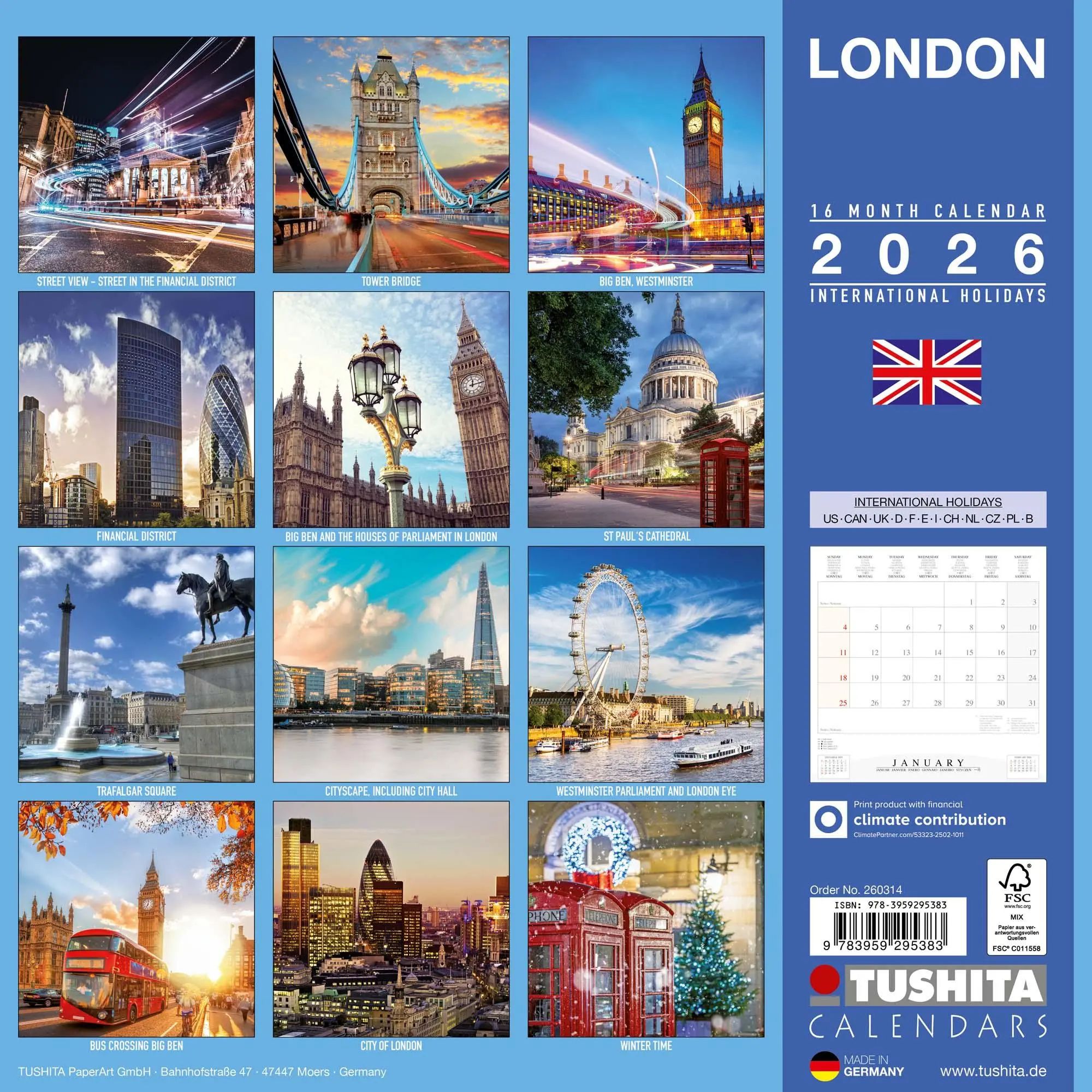 Rückseite: 9783959295383 | London 2026 | Kalender 2026 | Kalender | Wonderful World | 28 S.