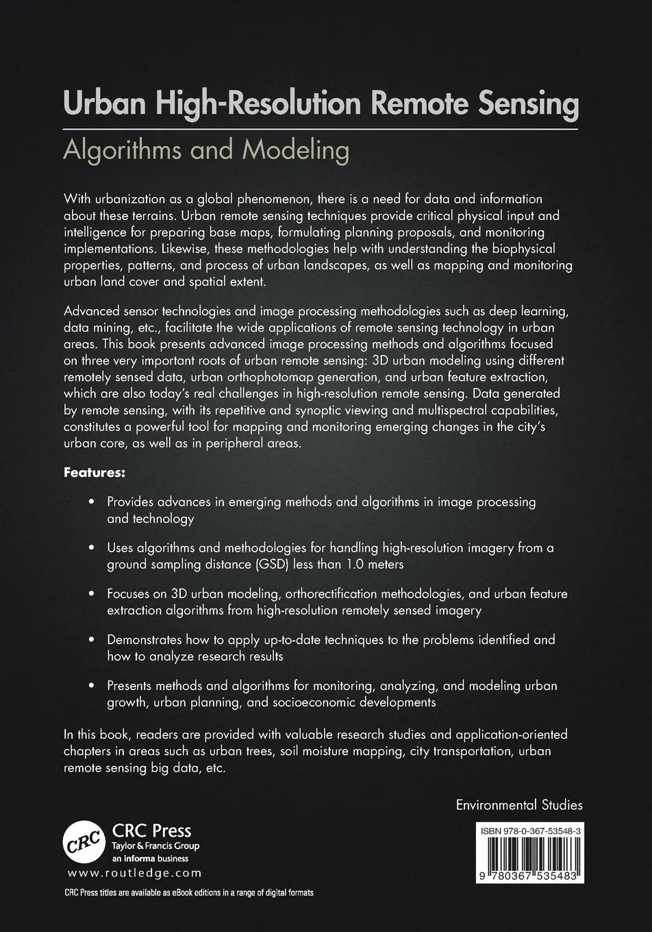 Rückseite: 9780367535483 | Urban High-Resolution Remote Sensing | Algorithms and Modeling | Zhou