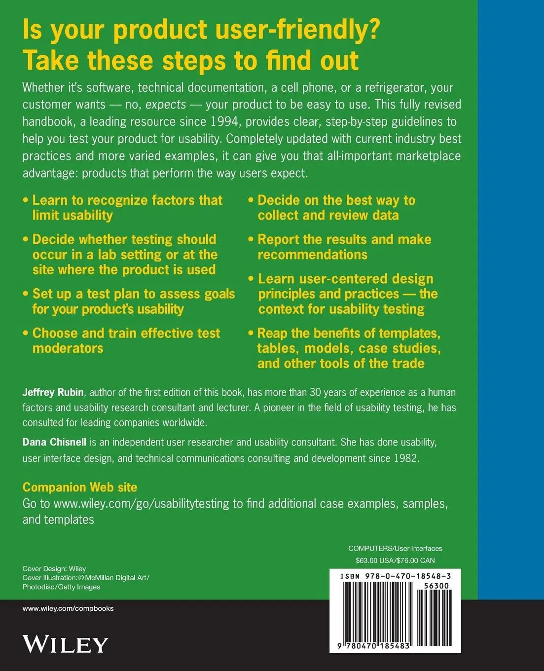 Rückseite: 9780470185483 | Handbook of Usability Testing | Jeffrey Rubin (u. a.) | Taschenbuch