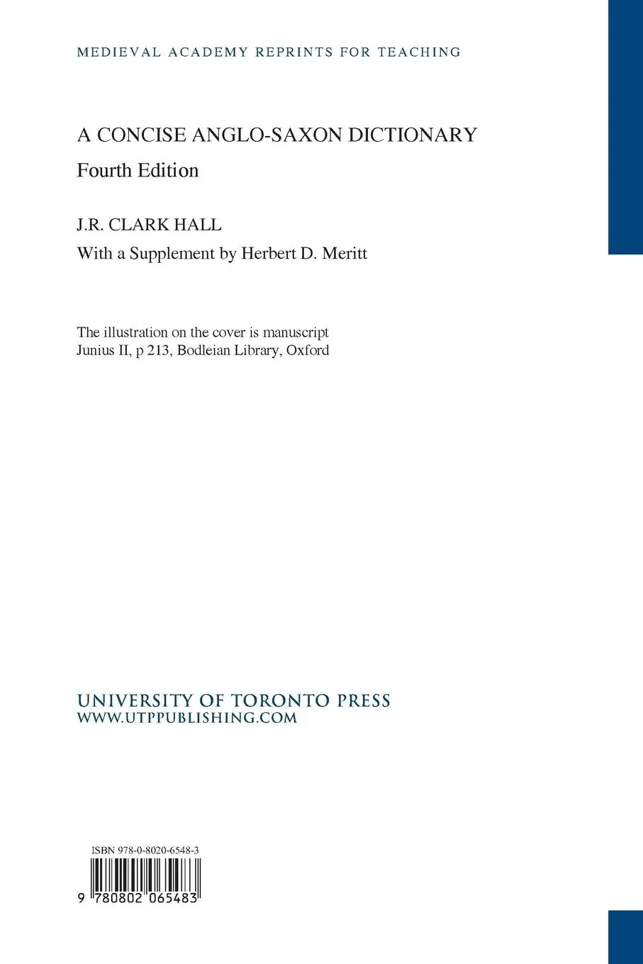 Rückseite: 9780802065483 | A Concise Anglo-Saxon Dictionary | J. R. Clark Hall | Taschenbuch