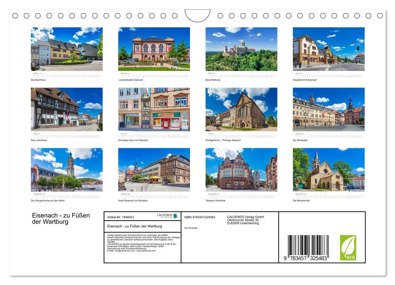 Bild: 9783457325483 | Eisenach - zu Füßen der Wartburg (Wandkalender 2026 DIN A4 quer),...