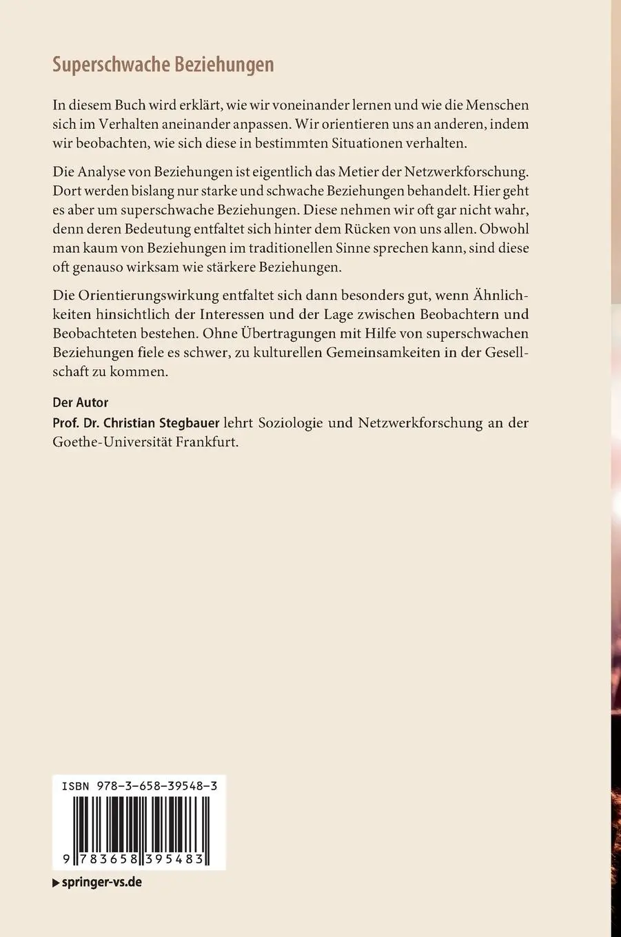Rückseite: 9783658395483 | Superschwache Beziehungen | Christian Stegbauer | Buch | xiii | 2023