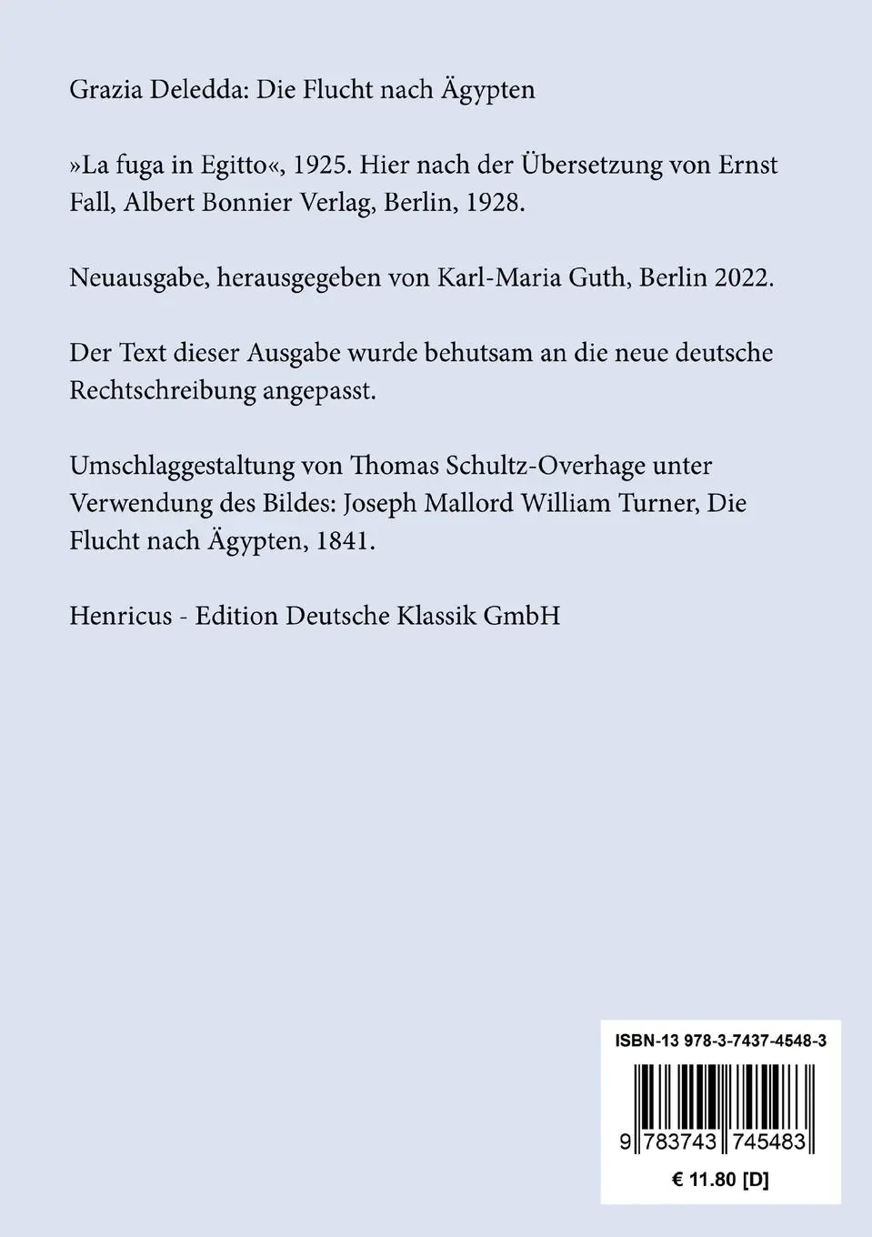 Rückseite: 9783743745483 | Die Flucht nach Ägypten | Grazia Deledda | Taschenbuch | Paperback