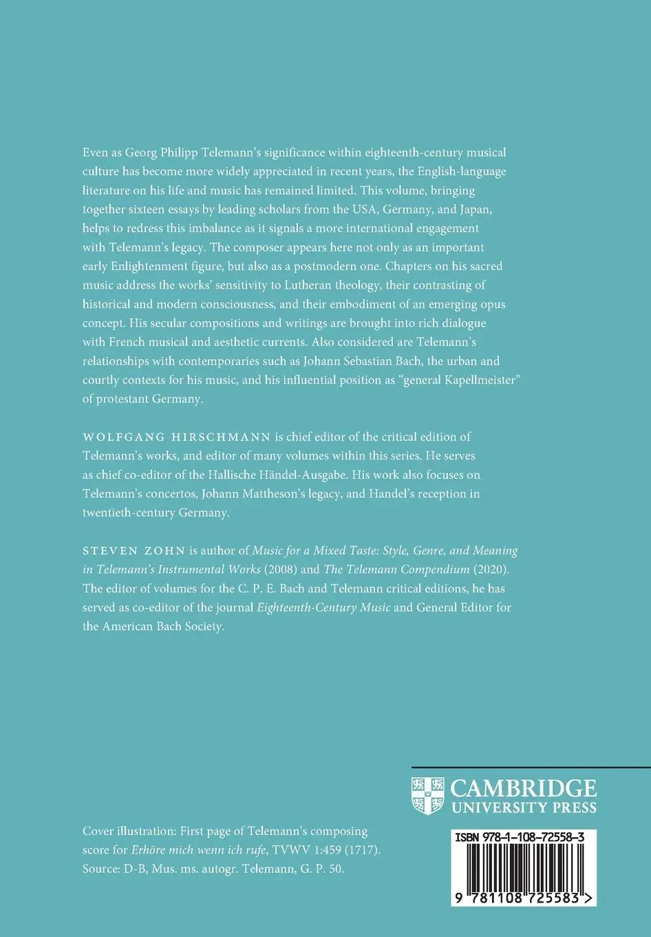 Rückseite: 9781108725583 | Telemann Studies | Wolfgang Hirschmann (u. a.) | Taschenbuch | 2024
