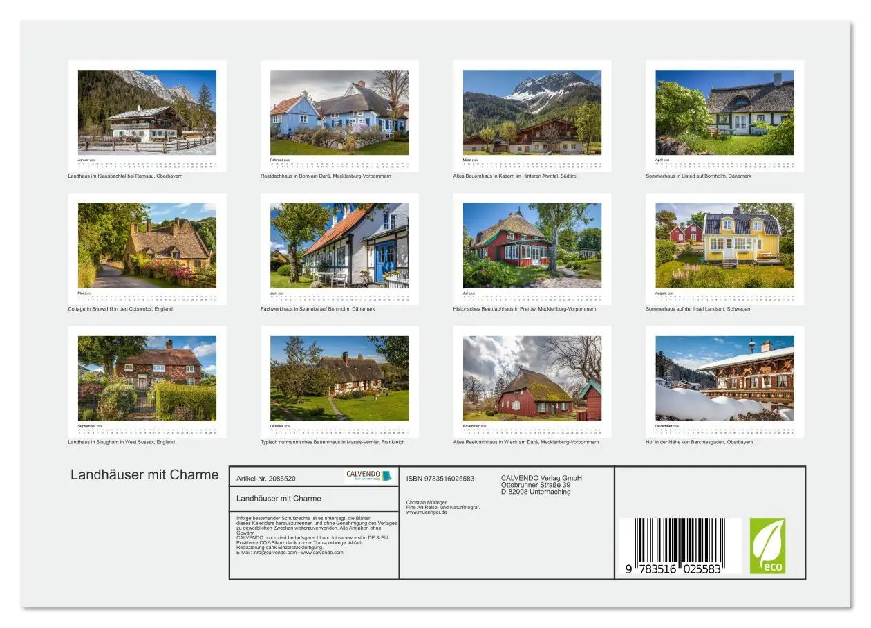 Bild: 9783516025583 | Landhäuser mit Charme (Wandkalender 2026 DIN A4 quer), CALVENDO...