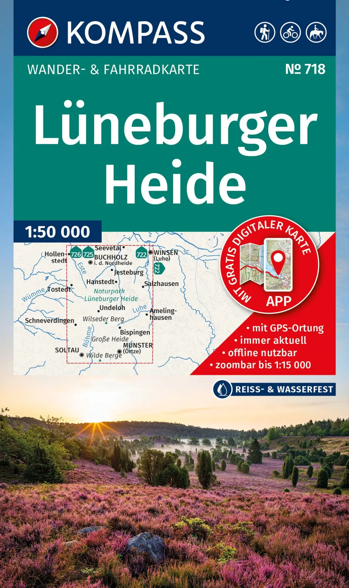 Cover: 9783991545583 | KOMPASS Wanderkarte 718 Lüneburger Heide 1:50.000 | (Land-)Karte