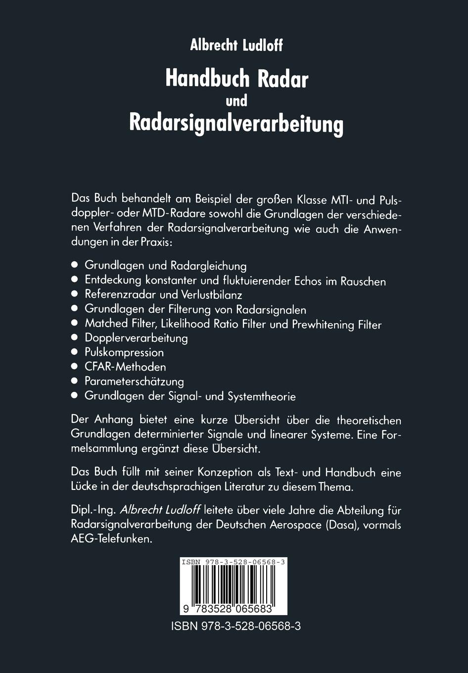 Rückseite: 9783528065683 | Handbuch Radar und Radarsignalverarbeitung | Albrecht Ludloff | Buch