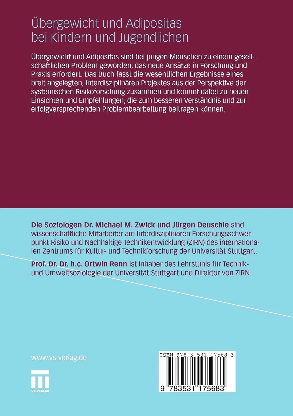 Rückseite: 9783531175683 | Übergewicht und Adipositas bei Kindern und Jugendlichen | Taschenbuch