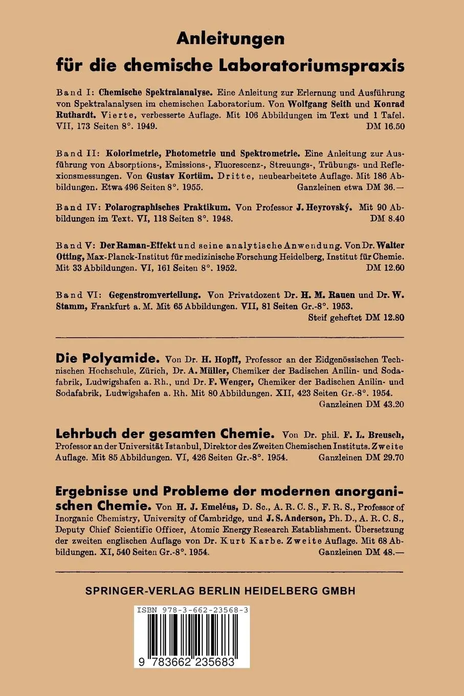Rückseite: 9783662235683 | Elemente der zweiten Gruppe | H. Bode | Taschenbuch | xv | Deutsch
