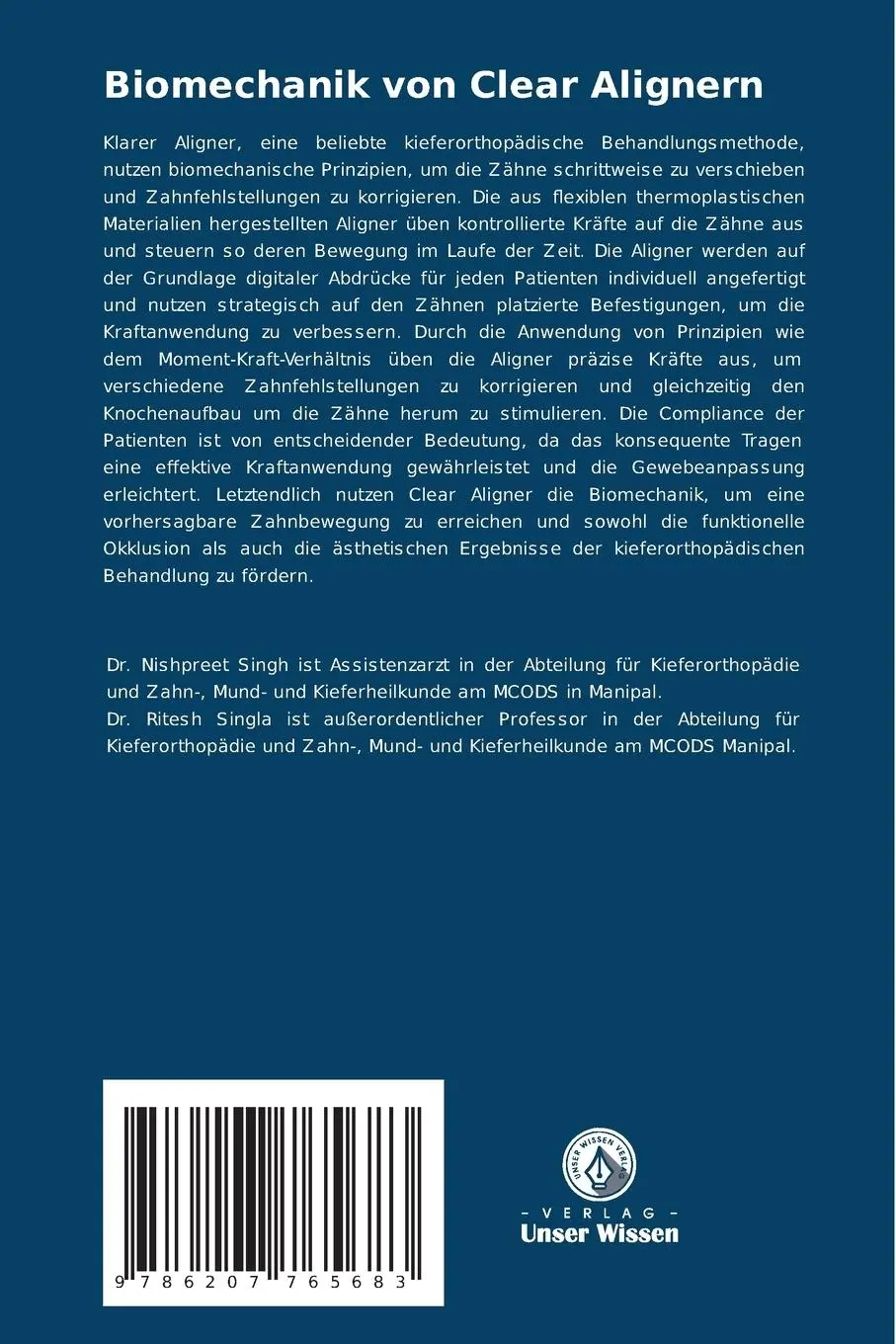 Rückseite: 9786207765683 | Biomechanik von Clear Alignern | Eine Literaturübersicht | Taschenbuch