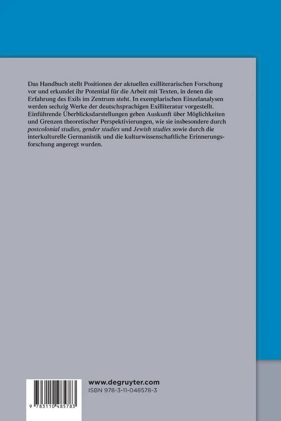 Rückseite: 9783110485783 | Handbuch der deutschsprachigen Exilliteratur | Gerhild Rochus (u. a.)