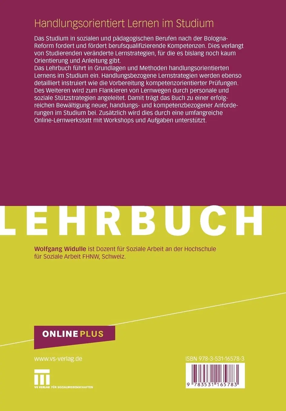 Rückseite: 9783531165783 | Handlungsorientiert Lernen im Studium | Wolfgang Widulle | Taschenbuch