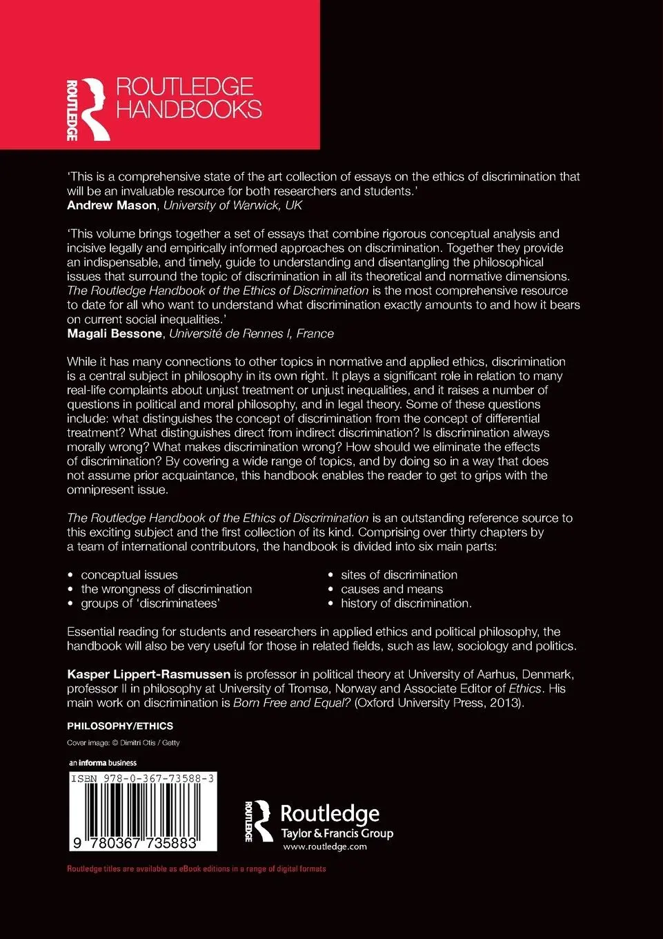 Rückseite: 9780367735883 | The Routledge Handbook of the Ethics of Discrimination | Taschenbuch