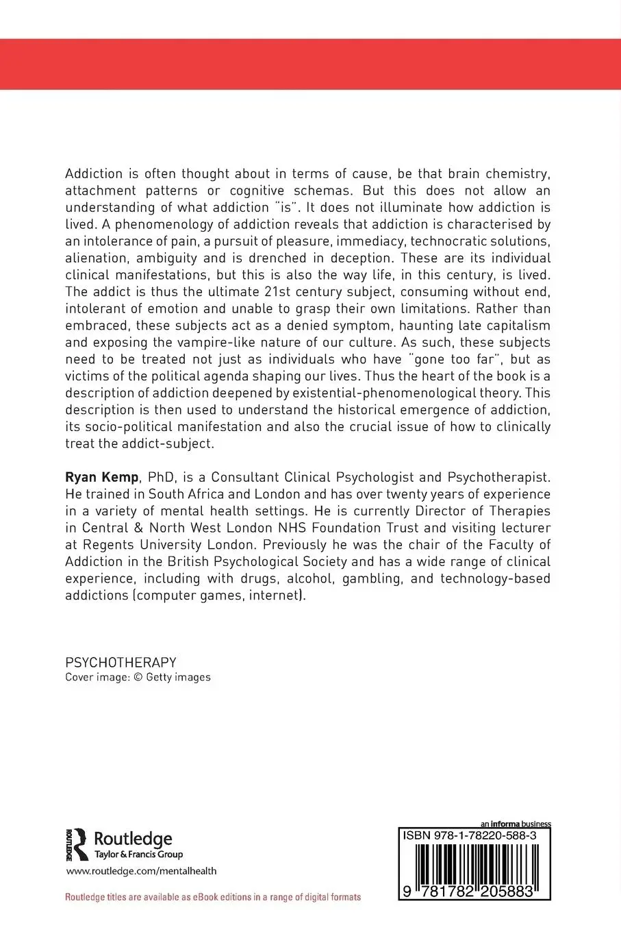 Rückseite: 9781782205883 | Transcending Addiction | An Existential Pathway to Recovery | Kemp