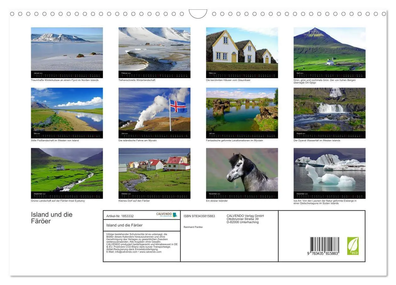 Bild: 9783435815883 | Island und die Färöer (Wandkalender 2025 DIN A3 quer), CALVENDO...