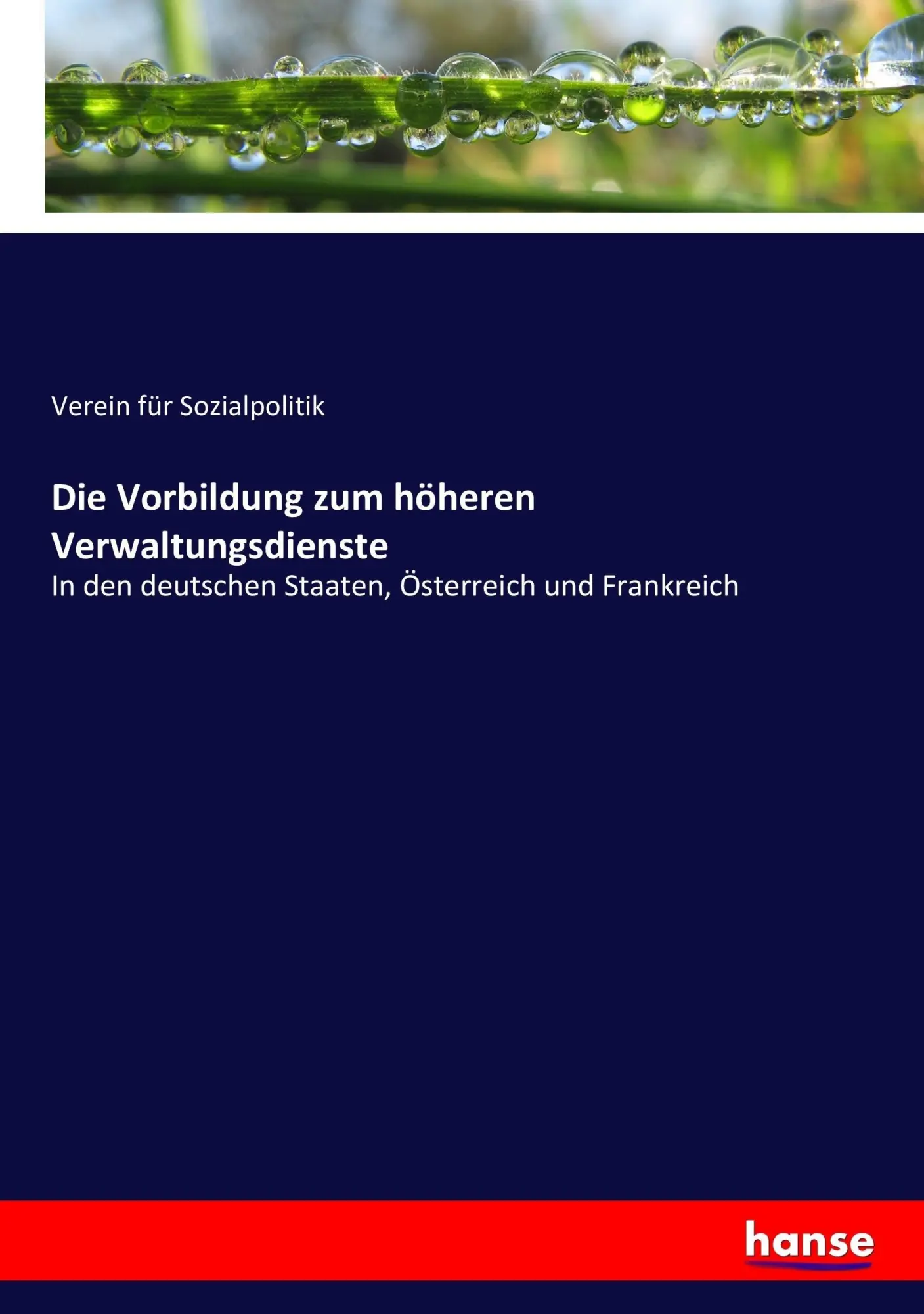 Cover: 9783743495883 | Die Vorbildung zum höheren Verwaltungsdienste | Sozialpolitik | Buch