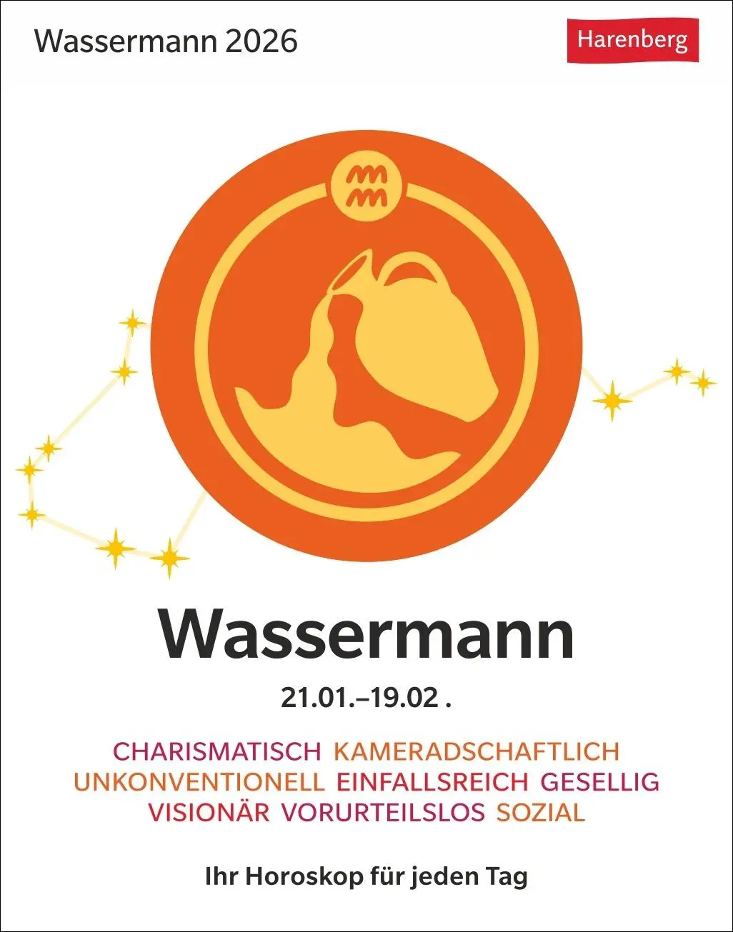 Cover: 9783840035883 | Wassermann Sternzeichenkalender 2026 - Tagesabreißkalender - Ihr...