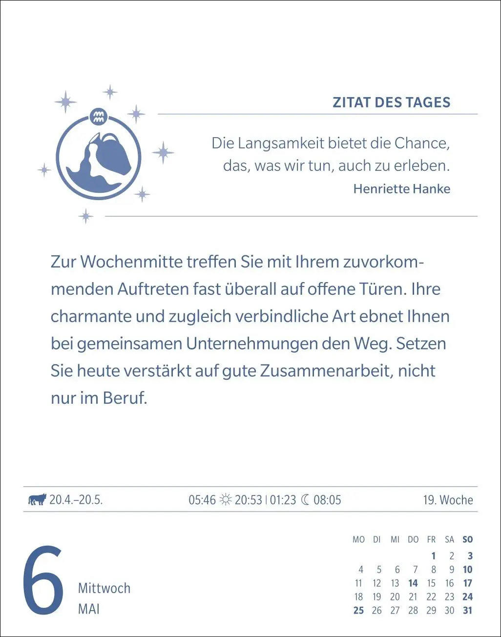 Bild: 9783840035883 | Wassermann Sternzeichenkalender 2026 - Tagesabreißkalender - Ihr...