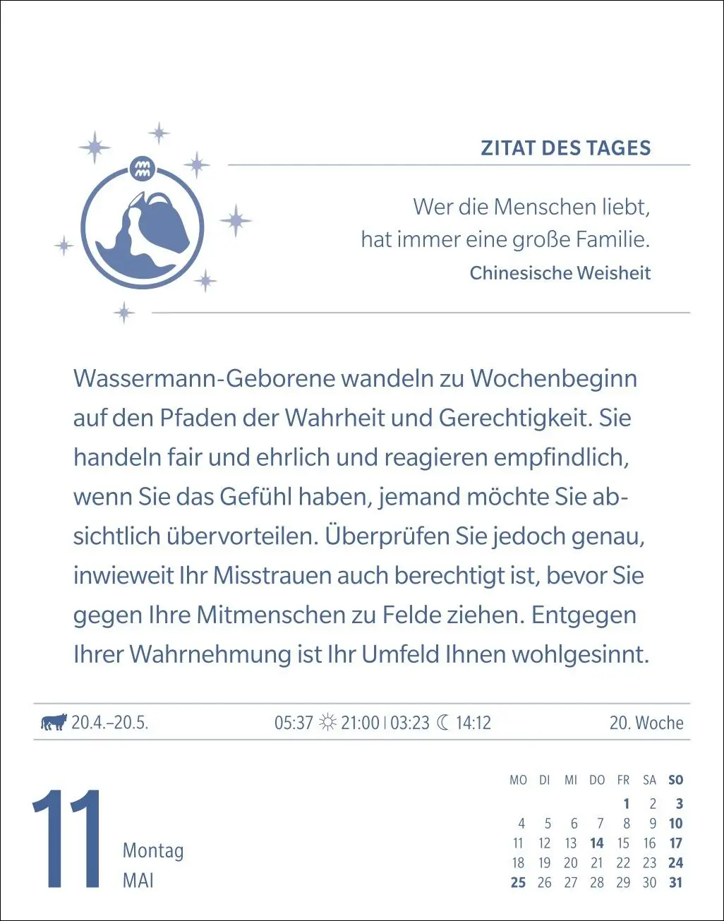 Bild: 9783840035883 | Wassermann Sternzeichenkalender 2026 - Tagesabreißkalender - Ihr...