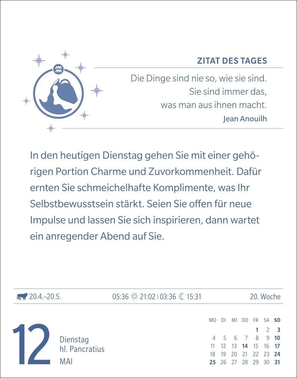 Bild: 9783840035883 | Wassermann Sternzeichenkalender 2026 - Tagesabreißkalender - Ihr...
