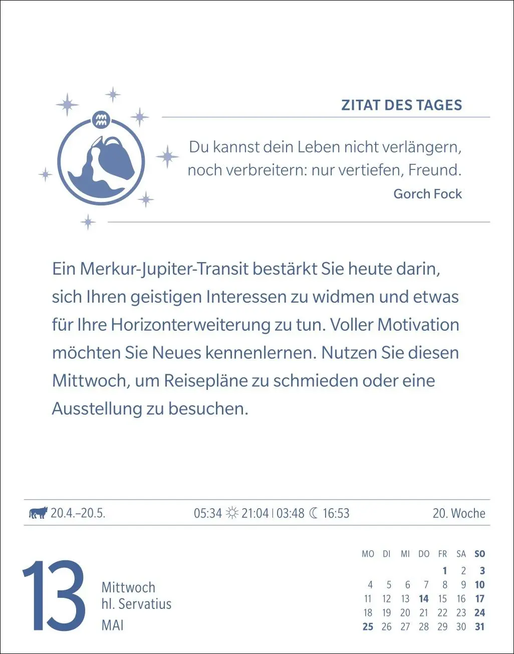 Bild: 9783840035883 | Wassermann Sternzeichenkalender 2026 - Tagesabreißkalender - Ihr...