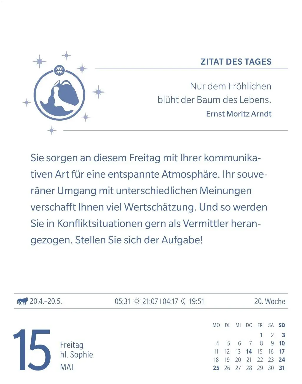 Bild: 9783840035883 | Wassermann Sternzeichenkalender 2026 - Tagesabreißkalender - Ihr...