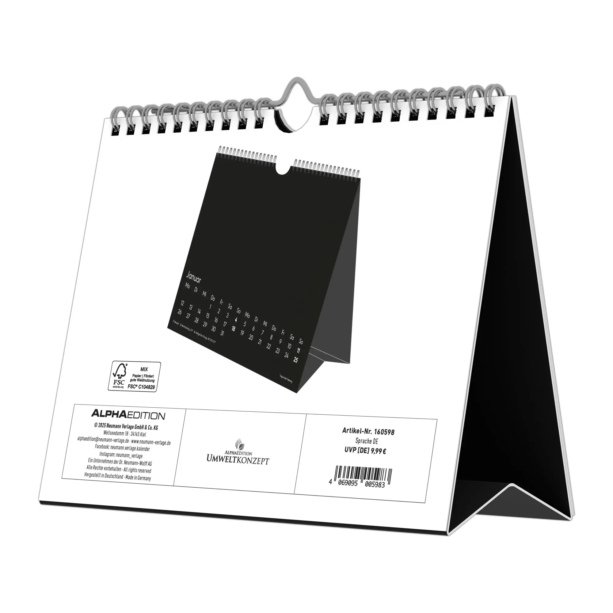 Bild: 4069095005983 | Kreativ-Kalender Tischaufsteller quer schwarz 2026 -...