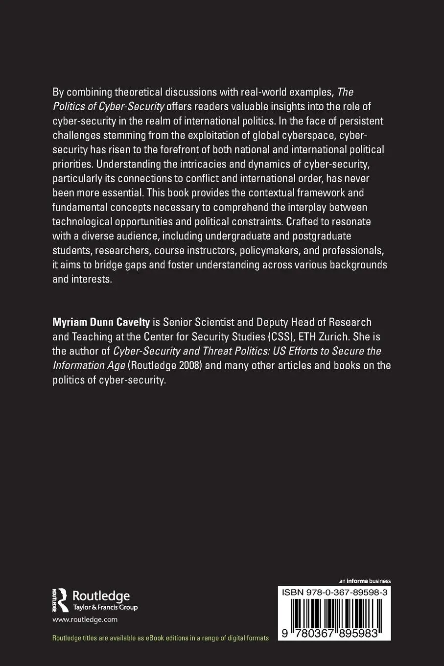 Rückseite: 9780367895983 | The Politics of Cyber-Security | Myriam Dunn Cavelty | Taschenbuch