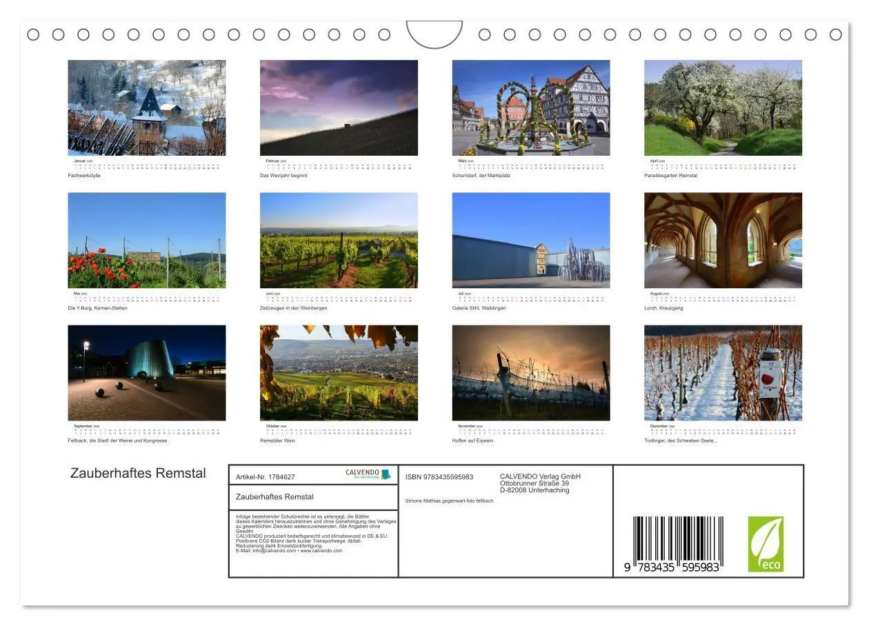 Bild: 9783435595983 | Zauberhaftes Remstal (Wandkalender 2025 DIN A4 quer), CALVENDO...