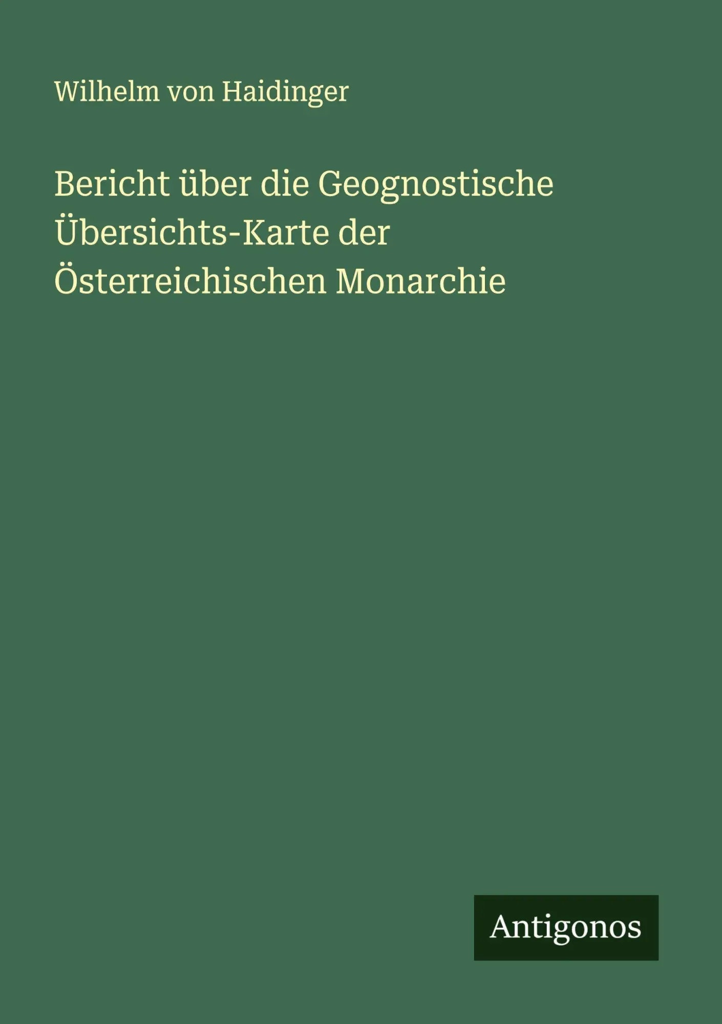 Cover: 9783563445983 | Bericht über die Geognostische Übersichts-Karte der...