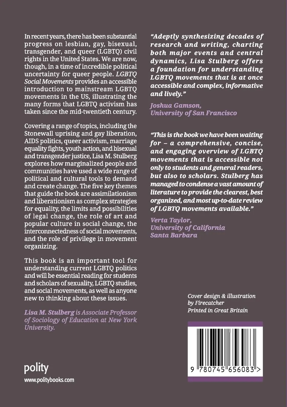 Rückseite: 9780745656083 | LGBTQ Social Movements | Lisa M. Stulberg | Taschenbuch | Englisch