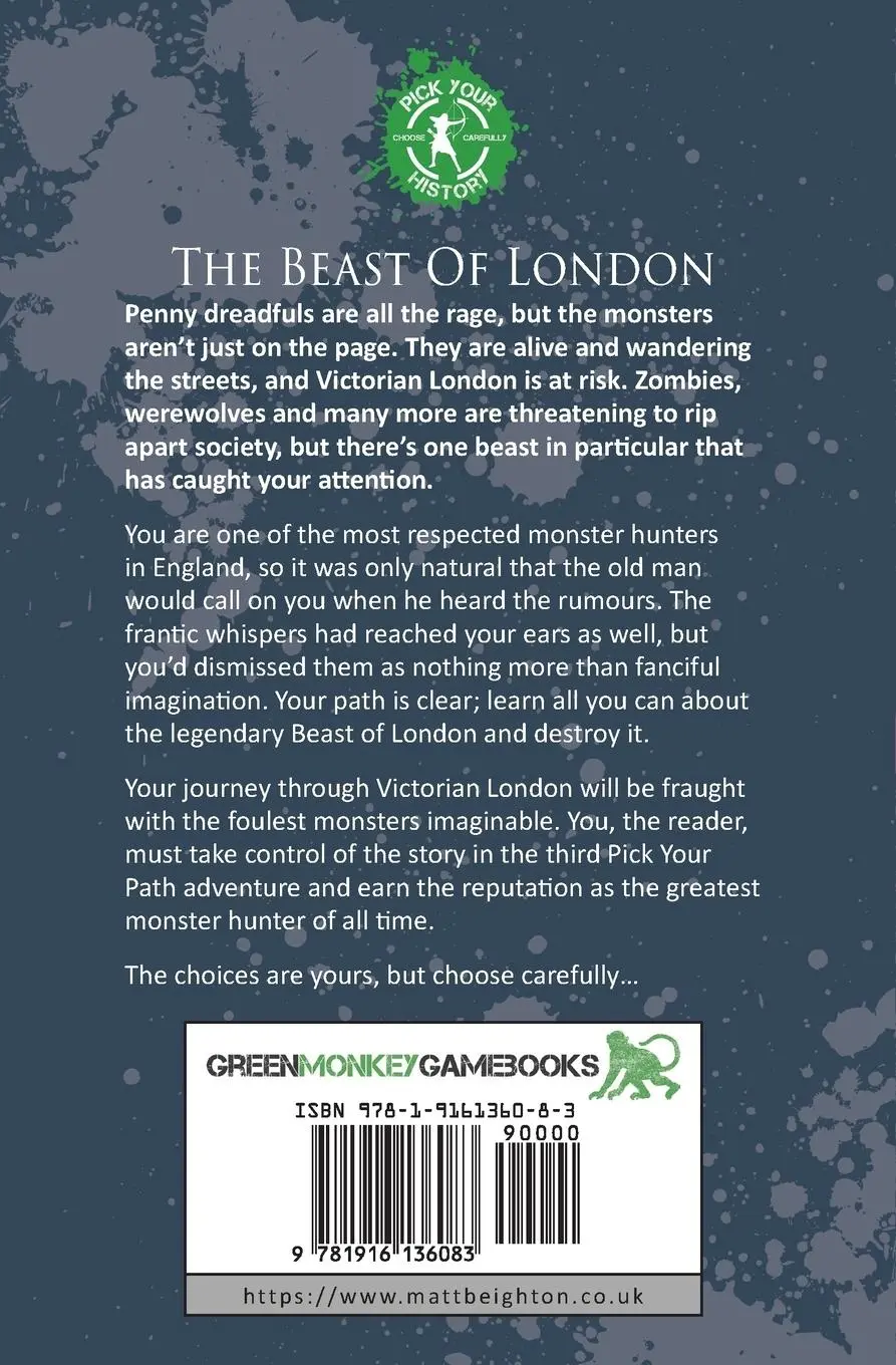 Rückseite: 9781916136083 | The Beast Of London | A Pick Your Path Adventure | Matt Beighton