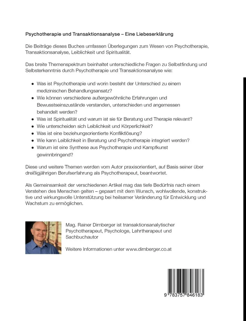 Rückseite: 9783757846183 | Psychotherapie und Transaktionsanalyse | Eine Liebeserklärung | Buch