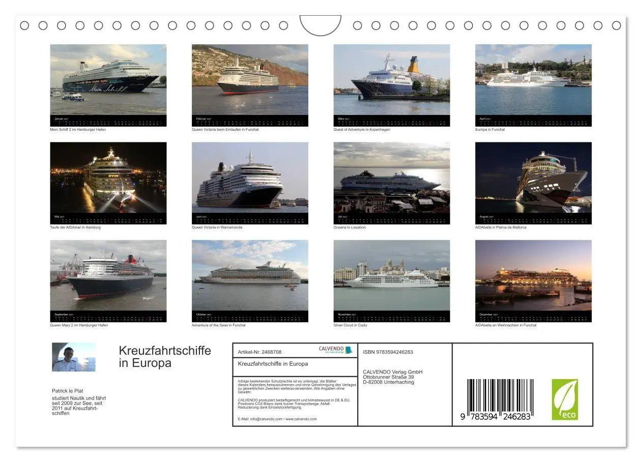 Bild: 9783594246283 | Kreuzfahrtschiffe in Europa (Wandkalender 2027 DIN A4 quer),...