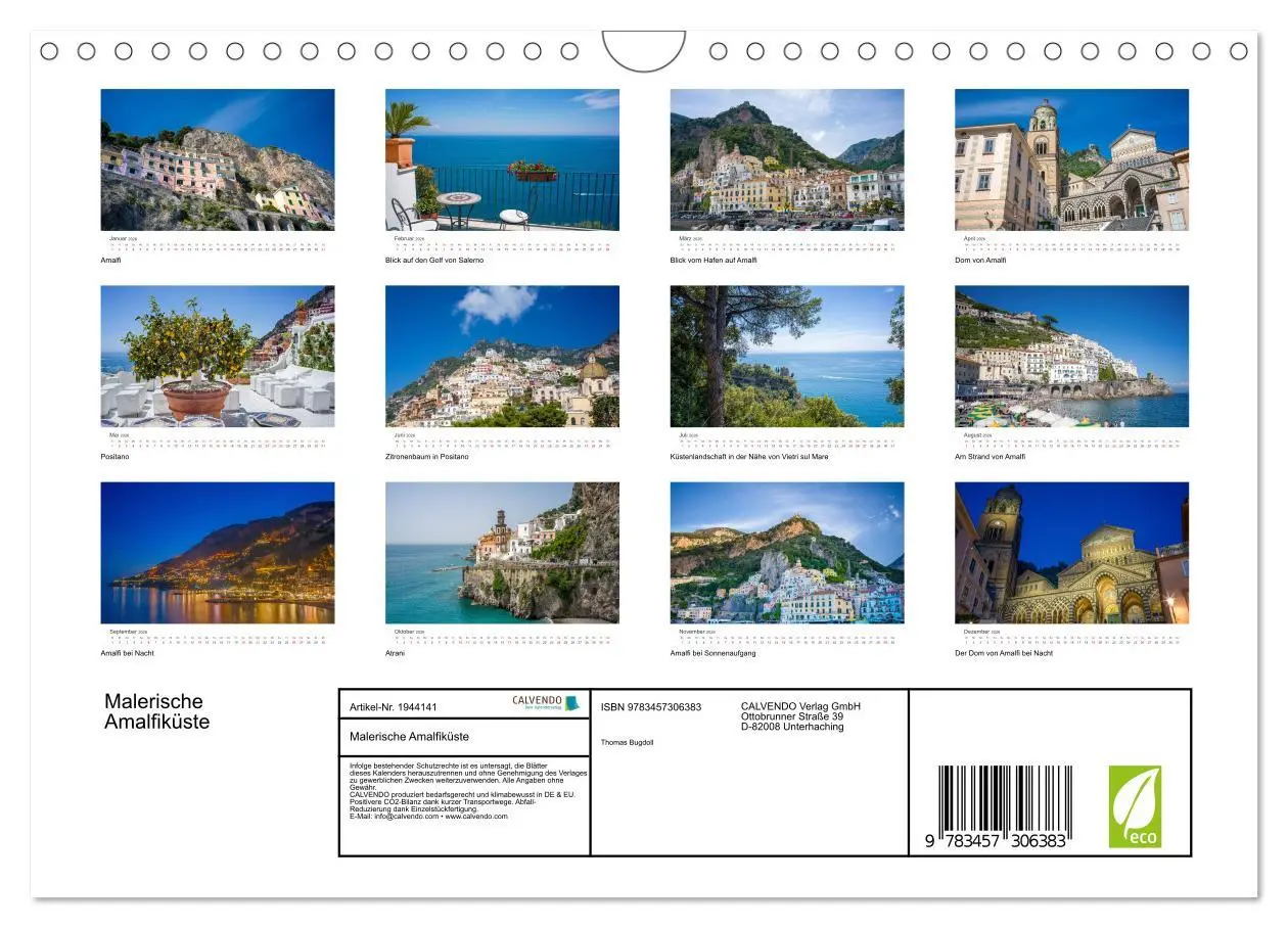 Bild: 9783457306383 | Malerische Amalfiküste (Wandkalender 2026 DIN A4 quer), CALVENDO...