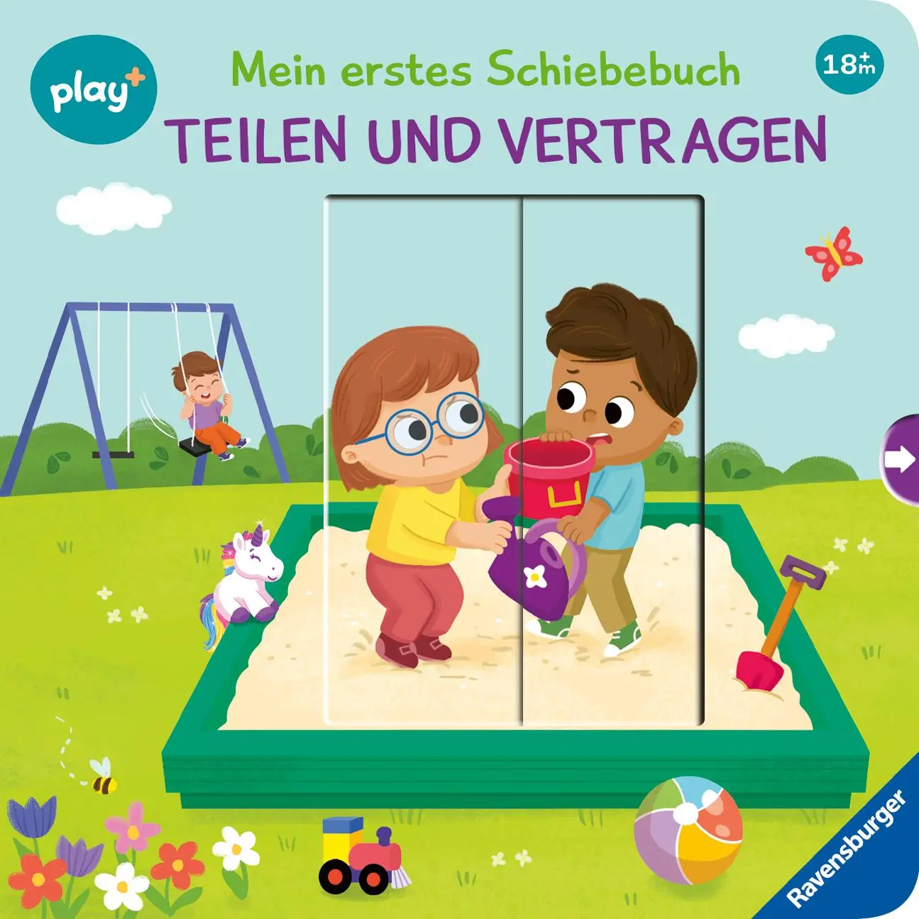 Cover: 9783473456383 | Play+ Mein erstes Schiebebuch Teilen und vertragen - ab 18 Monate
