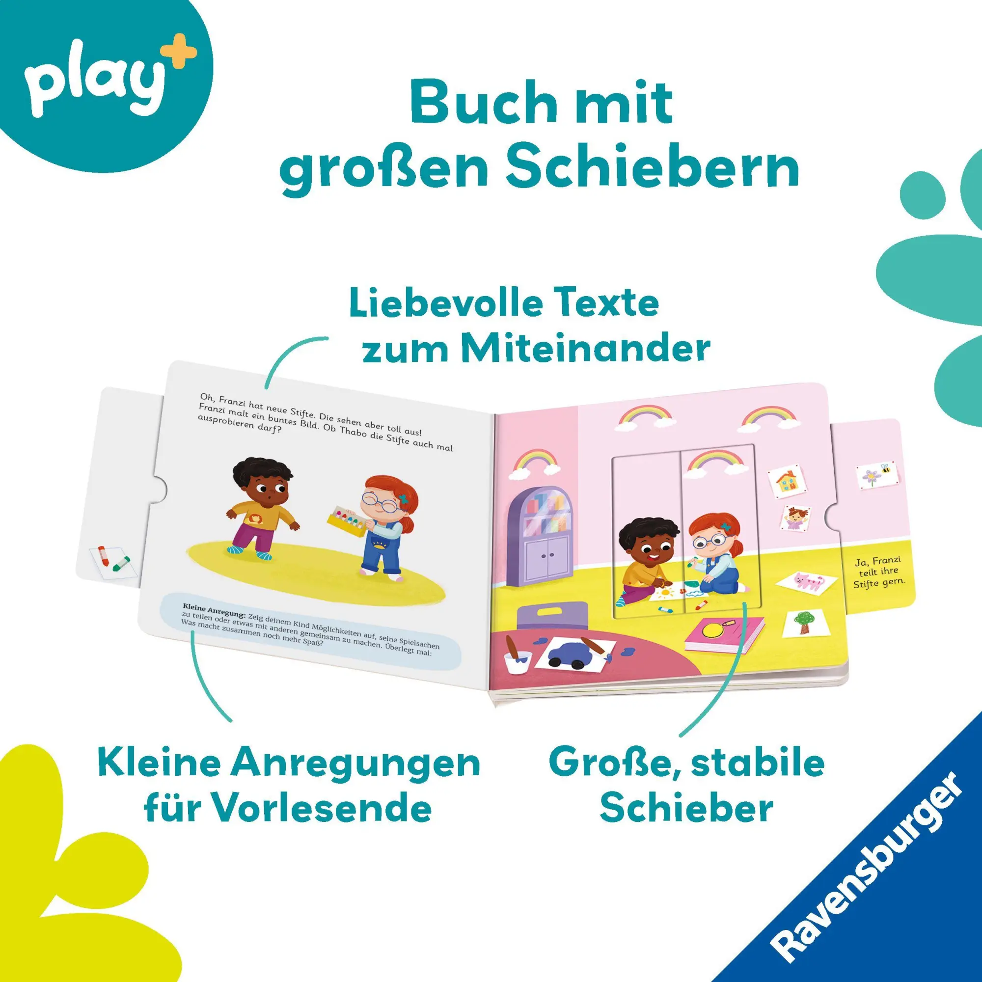 Bild: 9783473456383 | Play+ Mein erstes Schiebebuch Teilen und vertragen - ab 18 Monate