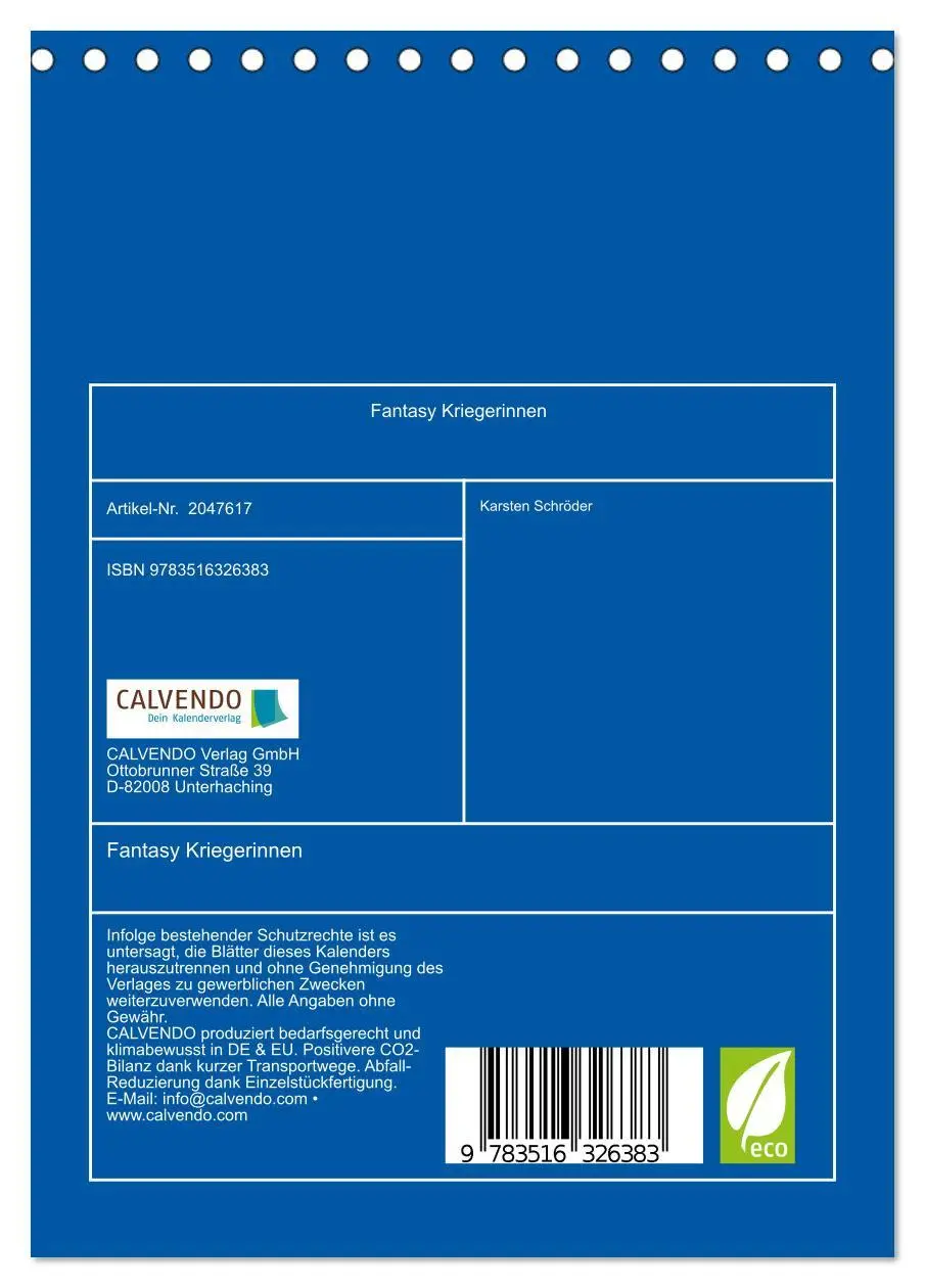 Bild: 9783516326383 | Fantasy Kriegerinnen (Tischkalender 2026 DIN A5 hoch), CALVENDO...