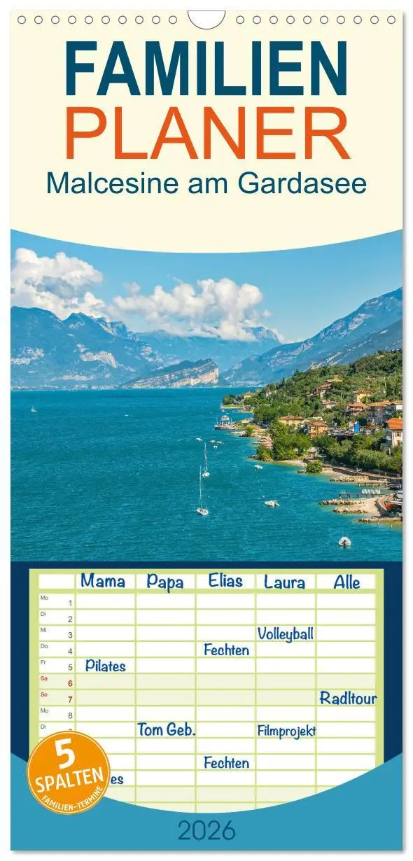 Cover: 9783516496383 | Familienplaner 2026 - Malcesine am Gardasee mit 5 Spalten...