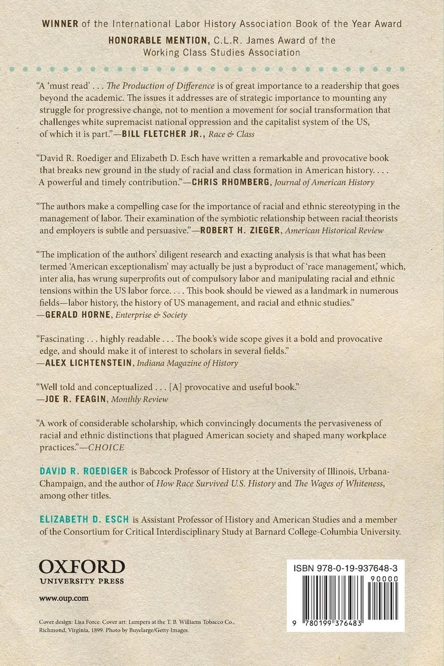 Rückseite: 9780199376483 | The Production of Difference | David R. Roediger (u. a.) | Taschenbuch