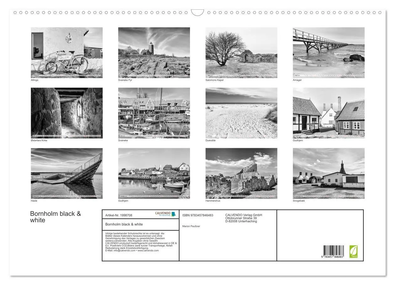 Bild: 9783457846483 | Bornholm black &amp; white (Wandkalender 2026 DIN A2 quer), CALVENDO...