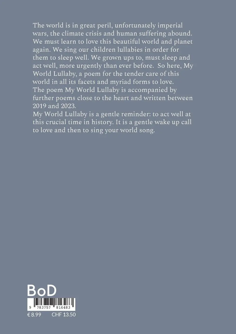 Rückseite: 9783757816483 | My World Lullaby | and other poems | Gabrielle von Bernstorff-Nahat