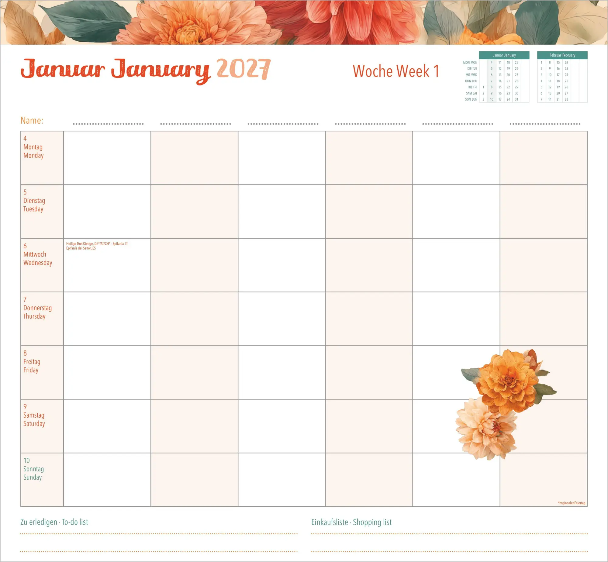 Bild: 4069095016583 | Familienwochenkalender Flowers 2027 | Neumann Verlage GmbH &amp; Co KG