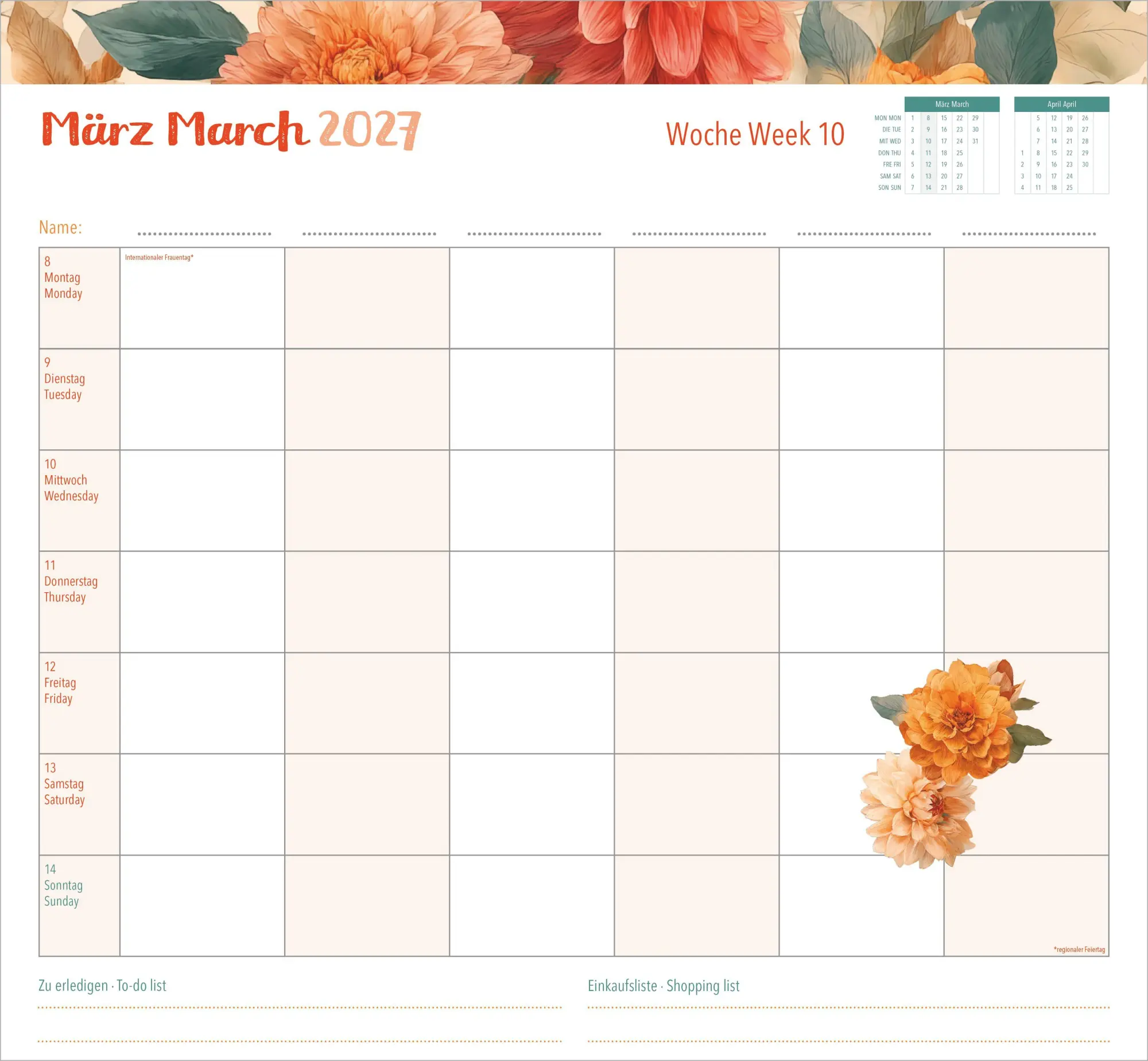 Bild: 4069095016583 | Familienwochenkalender Flowers 2027 | Neumann Verlage GmbH &amp; Co KG