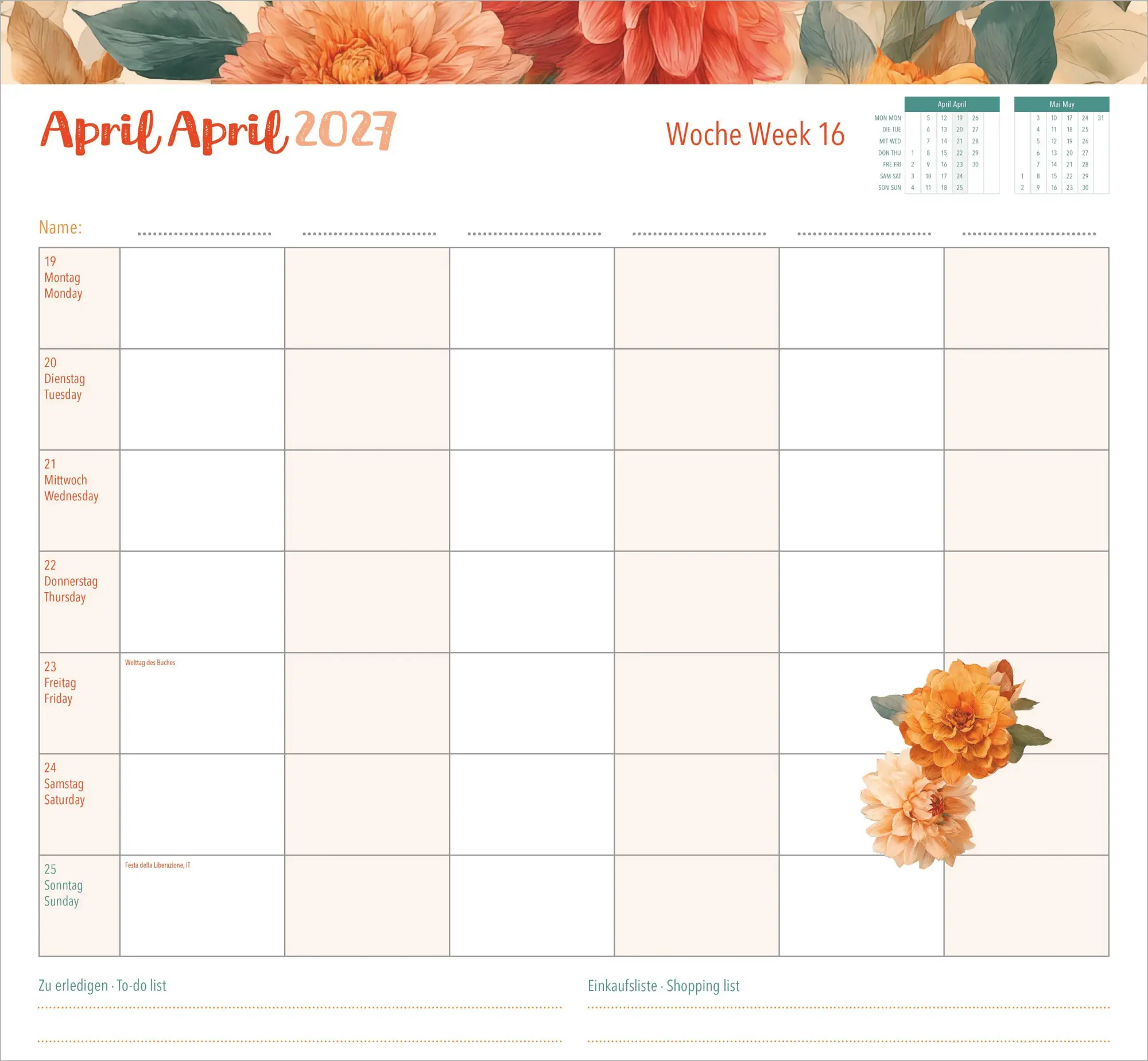 Bild: 4069095016583 | Familienwochenkalender Flowers 2027 | Neumann Verlage GmbH &amp; Co KG